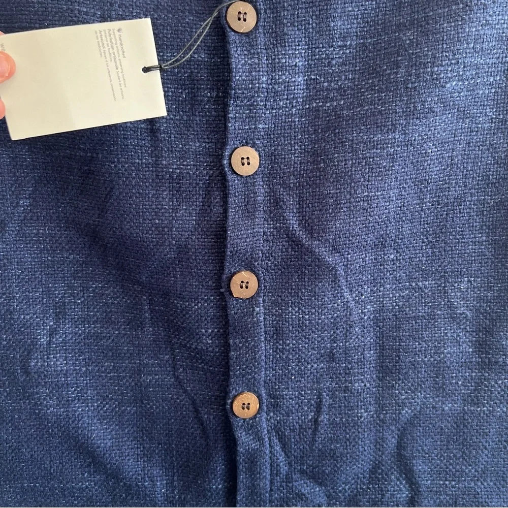 West‎ Elm NWT Silk Cotton Buttons Navy Blue Nightshade Throw Pillow Cover Sham